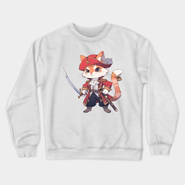 Pirate Swashbuckler Cat Hero Crewneck Sweatshirt by SundayDonuts